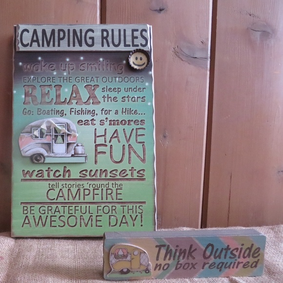 Other - New Camping Rules Wood Sign